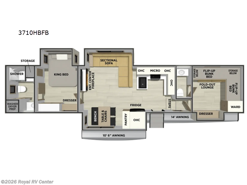2027 Forest River Sierra 3710HBFB - New Fifth Wheel For Sale by Royal RV Center in Middlebury, Indiana features Slideout