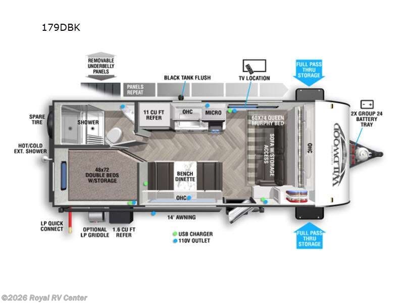 2022 Forest River Wildwood FSX 179DBK - Used Travel Trailer For Sale by Royal RV Center in Middlebury, Indiana