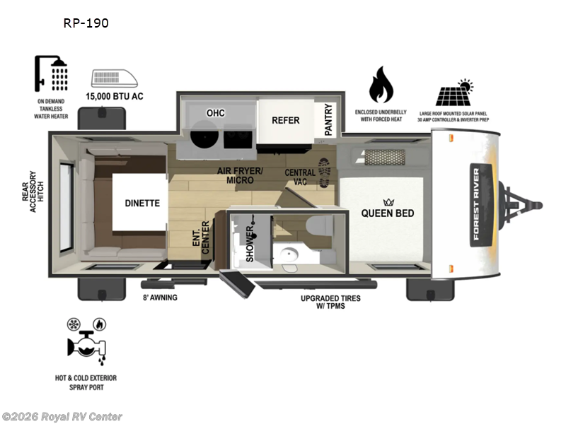 2027 Forest River R Pod RP-190 - New Travel Trailer For Sale by Royal RV Center in Middlebury, Indiana features Slideout