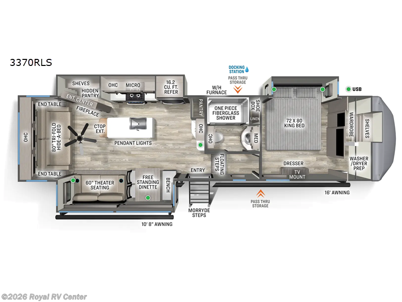 2026 Forest River Sierra 3370RLS - New Fifth Wheel For Sale by Royal RV Center in Middlebury, Indiana features Slideout