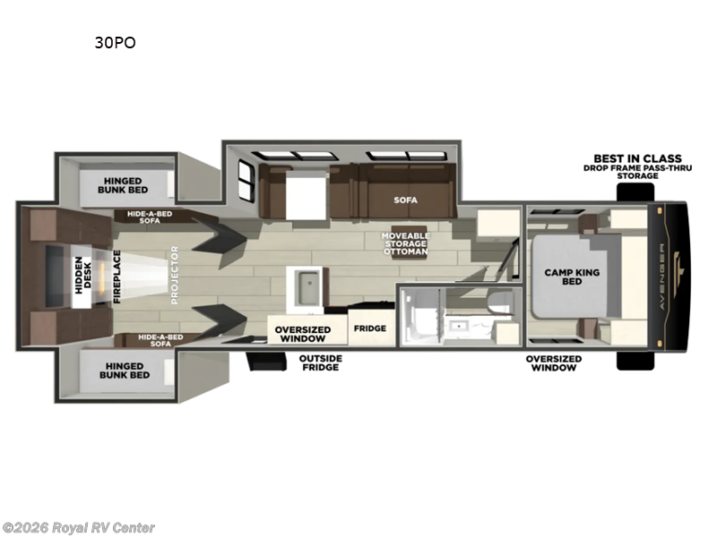 2027 Forest River Avenger 30PO - New Travel Trailer For Sale by Royal RV Center in Middlebury, Indiana features Slideout