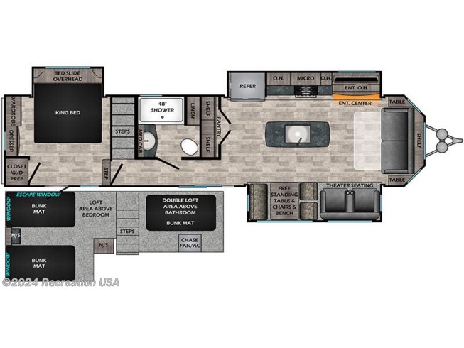 Floorplan of 2023 CrossRoads Hampton HP370FDL