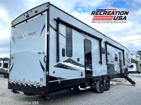 &lt;p&gt;&lt;strong&gt;2022 Wolfpack 365PACK16 Toy Hauler - Fully Loaded!&lt;/strong&gt;&lt;/p&gt;
&lt;p&gt;Are you ready to take your camping adventures to the next level? Look no further than our meticulously maintained, one-owner 2022 Wolfpack 365PACK16 Toy Hauler. At Recreation USA, we believe in transparency and affordability &amp;ndash; no destination fees, prep fees, or cleaning fees. Just your tax, tag, title, and a nominal $399.00 doc fee. Visit &lt;a href=&quot;http://www.recreationusa.com&quot; target=&quot;_new&quot;&gt;www.recreationusa.com&lt;/a&gt; to make your dreams of affordable camping a reality.&lt;/p&gt;
&lt;p&gt;&lt;strong&gt;Features:&lt;/strong&gt;&lt;/p&gt;
&lt;ol&gt;
&lt;li&gt;
&lt;p&gt;&lt;strong&gt;Cherokee Toy Hauler 365PACK16:&lt;/strong&gt;&lt;/p&gt;
&lt;ul&gt;
&lt;li&gt;Immerse yourself in the luxury and functionality of this one-of-a-kind toy hauler.&lt;/li&gt;
&lt;/ul&gt;
&lt;/li&gt;
&lt;li&gt;
&lt;p&gt;&lt;strong&gt;Aspengrey Interior Decor:&lt;/strong&gt;&lt;/p&gt;
&lt;ul&gt;
&lt;li&gt;Enjoy a stylish and comfortable living space with the Aspen Grey interior decor.&lt;/li&gt;
&lt;/ul&gt;
&lt;/li&gt;
&lt;li&gt;
&lt;p&gt;&lt;strong&gt;Platinum Package:&lt;/strong&gt;&lt;/p&gt;
&lt;ul&gt;
&lt;li&gt;Elevate your camping experience with the top-of-the-line Platinum Package.&lt;/li&gt;
&lt;/ul&gt;
&lt;/li&gt;
&lt;li&gt;
&lt;p&gt;&lt;strong&gt;Wolf Pack Standard Equipment:&lt;/strong&gt;&lt;/p&gt;
&lt;ul&gt;
&lt;li&gt;Benefit from the standard features that set the Wolfpack apart from the rest.&lt;/li&gt;
&lt;/ul&gt;
&lt;/li&gt;
&lt;li&gt;
&lt;p&gt;&lt;strong&gt;Juice Pack and Expansion Kit:&lt;/strong&gt;&lt;/p&gt;
&lt;ul&gt;
&lt;li&gt;Stay connected and charge your devices with the Juice Pack and Expansion Kit.&lt;/li&gt;
&lt;/ul&gt;
&lt;/li&gt;
&lt;li&gt;
&lt;p&gt;&lt;strong&gt;Ramp Door Patio Steps:&lt;/strong&gt;&lt;/p&gt;
&lt;ul&gt;
&lt;li&gt;Easily access the ramp door patio and enjoy the outdoor space with convenient steps.&lt;/li&gt;
&lt;/ul&gt;
&lt;/li&gt;
&lt;li&gt;
&lt;p&gt;&lt;strong&gt;RVIA Seal:&lt;/strong&gt;&lt;/p&gt;
&lt;ul&gt;
&lt;li&gt;Our RV is certified by the Recreation Vehicle Industry Association for quality and safety.&lt;/li&gt;
&lt;/ul&gt;
&lt;/li&gt;
&lt;/ol&gt;
&lt;p&gt;&lt;strong&gt;Specifications:&lt;/strong&gt;&lt;/p&gt;
&lt;ul&gt;
&lt;li&gt;
&lt;p&gt;&lt;strong&gt;Dimensions:&lt;/strong&gt;&lt;/p&gt;
&lt;ul&gt;
&lt;li&gt;Length: 43.58 ft. (523 in.)&lt;/li&gt;
&lt;li&gt;Width: 8.5 ft. (102 in.)&lt;/li&gt;
&lt;li&gt;Height: 13.42 ft. (161 in.)&lt;/li&gt;
&lt;/ul&gt;
&lt;/li&gt;
&lt;li&gt;
&lt;p&gt;&lt;strong&gt;Weight:&lt;/strong&gt;&lt;/p&gt;
&lt;ul&gt;
&lt;li&gt;Dry Weight: 12,443 lbs.&lt;/li&gt;
&lt;li&gt;Payload Capacity: 4,382 lbs.&lt;/li&gt;
&lt;li&gt;GVWR: 16,825 lbs.&lt;/li&gt;
&lt;li&gt;Hitch Weight: 2,825 lbs.&lt;/li&gt;
&lt;/ul&gt;
&lt;/li&gt;
&lt;li&gt;
&lt;p&gt;&lt;strong&gt;Holding Tanks:&lt;/strong&gt;&lt;/p&gt;
&lt;ul&gt;
&lt;li&gt;Fresh Water Tank: 100.0 gal.&lt;/li&gt;
&lt;li&gt;Gray Water Tanks: 76.0 gal. (x2)&lt;/li&gt;
&lt;li&gt;Black Water Tanks: 76.0 gal. (x2)&lt;/li&gt;
&lt;/ul&gt;
&lt;/li&gt;
&lt;li&gt;
&lt;p&gt;&lt;strong&gt;Propane Tanks:&lt;/strong&gt;&lt;/p&gt;
&lt;ul&gt;
&lt;li&gt;Number of Propane Tanks: 2&lt;/li&gt;
&lt;li&gt;Total Propane Tank Capacity: 9.4 gal. (40 lbs.)&lt;/li&gt;
&lt;/ul&gt;
&lt;/li&gt;
&lt;li&gt;
&lt;p&gt;&lt;strong&gt;Construction:&lt;/strong&gt;&lt;/p&gt;
&lt;ul&gt;
&lt;li&gt;Body Material: Aluminum&lt;/li&gt;
&lt;li&gt;Sidewall Construction: Aluminum&lt;/li&gt;
&lt;/ul&gt;
&lt;/li&gt;
&lt;li&gt;
&lt;p&gt;&lt;strong&gt;Doors:&lt;/strong&gt;&lt;/p&gt;
&lt;ul&gt;
&lt;li&gt;Number of Doors: 2&lt;/li&gt;
&lt;li&gt;Sliding Glass Door: No&lt;/li&gt;
&lt;/ul&gt;
&lt;/li&gt;
&lt;li&gt;
&lt;p&gt;&lt;strong&gt;Slideouts:&lt;/strong&gt;&lt;/p&gt;
&lt;ul&gt;
&lt;li&gt;Number of Slideouts: 2&lt;/li&gt;
&lt;li&gt;Power Retractable Slideout: Yes&lt;/li&gt;
&lt;/ul&gt;
&lt;/li&gt;
&lt;li&gt;
&lt;p&gt;&lt;strong&gt;Awning:&lt;/strong&gt;&lt;/p&gt;
&lt;ul&gt;
&lt;li&gt;Number of Awnings: 2&lt;/li&gt;
&lt;li&gt;Awning Length: 27 ft. (324 in.)&lt;/li&gt;
&lt;li&gt;Power Retractable Awning: Yes&lt;/li&gt;
&lt;/ul&gt;
&lt;/li&gt;
&lt;li&gt;
&lt;p&gt;&lt;strong&gt;Screened Room:&lt;/strong&gt;&lt;/p&gt;
&lt;ul&gt;
&lt;li&gt;Enjoy the outdoors without the bugs with the screened room.&lt;/li&gt;
&lt;/ul&gt;
&lt;/li&gt;
&lt;/ul&gt;
&lt;p&gt;At Recreation USA, we&#39;re committed to &quot;Making Camping Affordable,&quot; and this Wolfpack 365PACK16 is a testament to that commitment. Don&#39;t miss out on the opportunity to own this fantastic toy hauler for your next outdoor adventure! Visit &lt;a href=&quot;http://www.recreationusa.com&quot; target=&quot;_new&quot;&gt;www.recreationusa.com&lt;/a&gt; or contact us for more details.&lt;/p&gt;