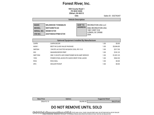2023 Wildwood 32RET by Forest River from Recreation USA in Longs - North Myrtle Beach, South Carolina