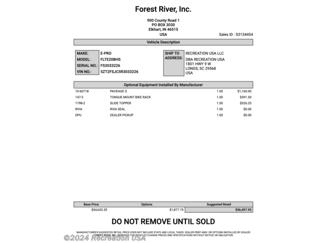2024 Forest River Flagstaff E-Pro E20BHS - New Travel Trailer For Sale by Recreation USA in Longs - North Myrtle Beach, South Carolina