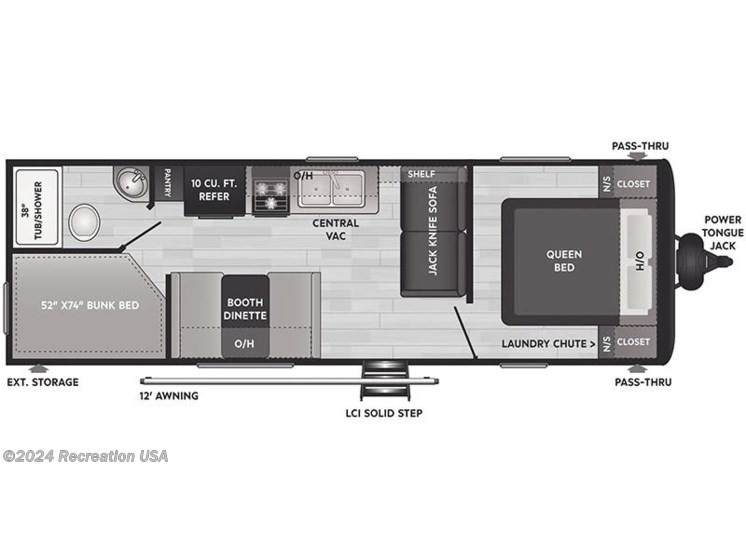 Floorplan of 2022 Keystone Hideout East 262BH