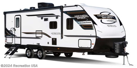 &lt;h1&gt;Northern Spirit Travel Trailers&lt;/h1&gt;
&lt;h3&gt;Camping Simplified.&lt;/h3&gt;
&lt;p&gt;Welcome to the all-new Northern Spirit Ultra Lite. The Northern Spirit was designed with one question in mind: How can we make your camping experience more enjoyable? We think the way to accomplish this is to simplify the camping experience. We call this back to the basics approach&amp;nbsp;&lt;strong&gt;Camping Simplified&lt;/strong&gt;. What is&amp;nbsp;&lt;strong&gt;Camping Simplified&lt;/strong&gt;? It&amp;rsquo;s providing all of the little things, in the right places, to give you the best camping experience possible. Whether it&amp;rsquo;s a laundry hamper and tooth brush holder in the bathroom, a place to hide your valuables, or a convenient storage area for your sink covers and fishing poles&amp;nbsp;&lt;strong&gt;Camping Simplified&lt;/strong&gt;&amp;nbsp;is there to make your life easier.&lt;/p&gt;
&lt;p&gt;Campers love to take their pets. We think the Northern Spirit is the most pet friendly travel trailer on the market. You will love these pet friendly&amp;nbsp;&lt;strong&gt;Camping Simplified&lt;/strong&gt; features&amp;hellip; Pet Center, Dog Wash and even an Exterior Dog Leash Clip! Camping is about relaxation and having fun. Let Northern Spirit be your guide to more of both!&lt;/p&gt;
&lt;p&gt;&amp;nbsp;&lt;/p&gt;
&lt;p&gt;SPIRIT&lt;br&gt;NORTHERN SPIRIT&lt;br&gt;CORSICA DECOR&lt;br&gt;CAMPING SIMPLIFIED PACKAGE&lt;br&gt;VAULTED CEILINGS, &quot;TWICE COOL&quot; DUAL DUCTED AIR CONDITIONING SYSTEM, MOTION ACTIVATED FLOOR LIGHTS, EXTERIOR DOG LEASH CLIP, MAX BED STORAGE (N/A&lt;br&gt;3379), BOTTLE OPENER, EXTERIOR FISHING&lt;br&gt;POLE STORAGE, KIDS CONVENIENCE CENTER&lt;br&gt;(BUNK MODELS), MOTION ACTIVATED EXTERIOR STORAGE LIGHT, 3/4&quot; QUICK CONNECT STABILIZER, JACK BIT, SINK COVER STORAGE, DINETTE STORAGE BIN CUSTOMER CONVENIENCE PACKAGE&lt;br&gt;3/4&quot; GEL COAT FIBERGLASS FRONT CAP W/ LED STRIP LIGHTS, ALUMINUM WHEELS, SPARE TIRE KIT, POWER AWNING W/ LED STRIP LIGHT, FRONT ROCK GUARD, TV &amp;amp; RADIO ANTENNA W/ BOOSTER, SOLID STEPS, 200W SOLAR PANEL W/30A CONTROL CHARGER, AM/FM BLUE TOOTH, LED TV, SATELLITE PREP, NIGHT SHADES, MICROWAVE, 3 BURNER OKTOP W/ OVEN, 12V DOUBLE DOOR REFRIGERATOR, SKYLIGHT IN BATH&lt;br&gt;50 AMP SERVICE W/2ND A/C PREP&lt;br&gt;2ND 13.5K ROOF A/C&lt;br&gt;THEATRE SEATING IPO TRI FOLD SOFA&lt;/p&gt;
&lt;p&gt;2024 Coachmen Spirit 2565FK - Travel Trailer&lt;/p&gt;
&lt;p&gt;2024 Spirit 2565FK - Travel Trailer&lt;/p&gt;