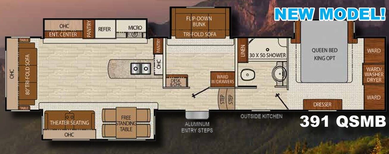 Floorplan of 2017 Coachmen Chaparral 391 QSMB