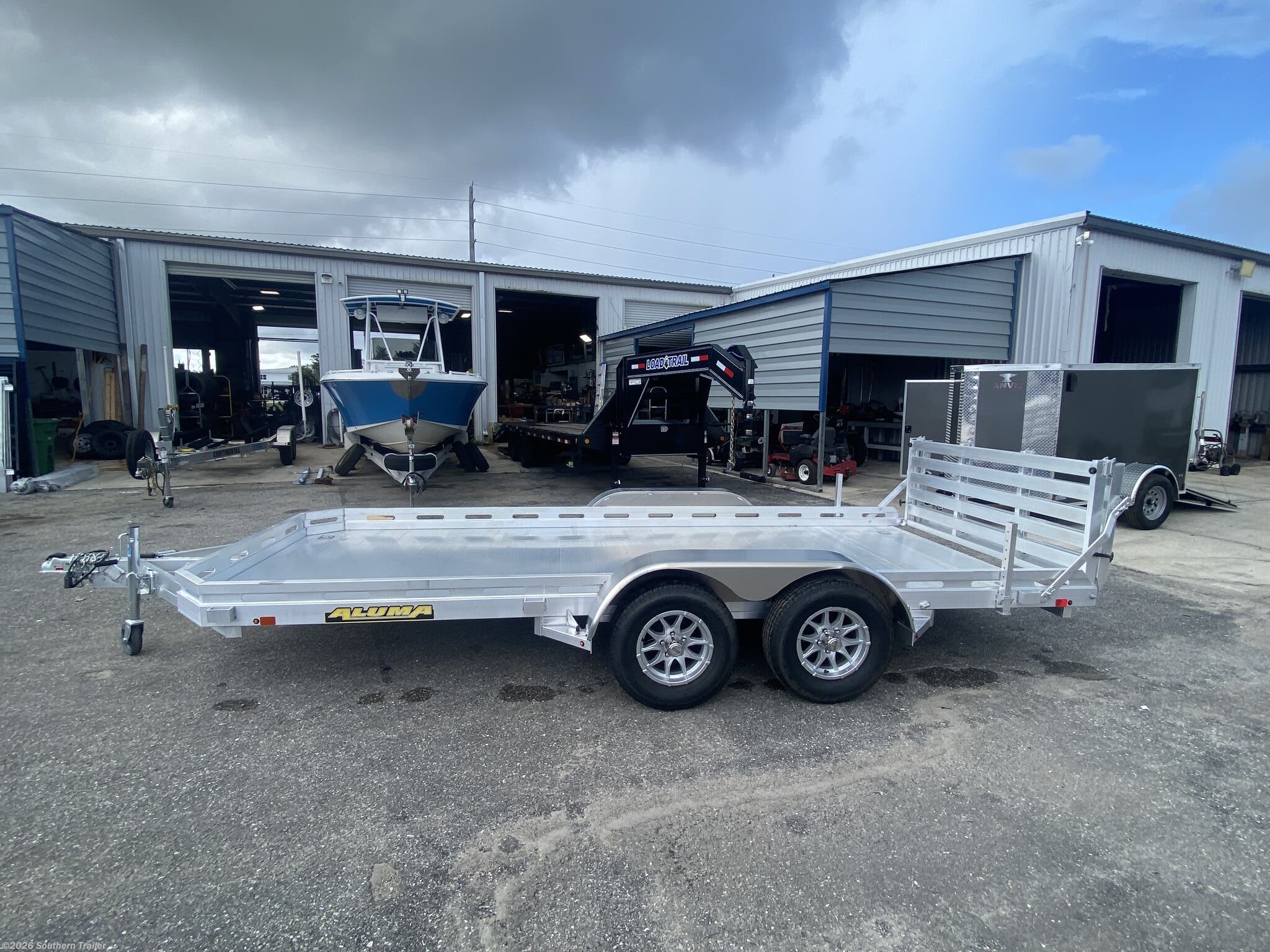 New 2027 Aluma 7816TA-EL-BT-RTD 16' Aluminum Bi-Fold Tailgate Utility Trailer available in Englewood, Florida
