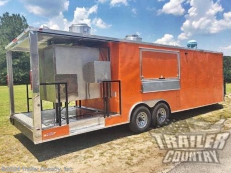 &lt;div style=&quot;text-align: left; font-family: Arial; font-size: small;&quot;&gt;NEW 8.5 X 27&#39; ENCLOSED MOBILE KITCHEN CONCESSION - FOOD VENDING - EVENT CATERING TRAILER w/&amp;nbsp;BBQ&amp;nbsp;SMOKER ON REAR PORCH!&lt;/div&gt;
&lt;div style=&quot;text-align: left; font-family: Arial; font-size: small;&quot;&gt;&amp;nbsp;&lt;/div&gt;
&lt;div style=&quot;text-align: left; font-family: Arial; font-size: small;&quot;&gt;Up for your consideration is a Brand New Heavy Duty Model 8.5 x 27 Tandem Axle, Enclosed Trailer w/ Vending Packages, Equipment, &amp;amp; Upgrades.&lt;/div&gt;
&lt;div style=&quot;text-align: left; font-family: Arial; font-size: small;&quot;&gt;&amp;nbsp;&lt;/div&gt;
&lt;div style=&quot;text-align: left; font-family: Arial; font-size: small;&quot;&gt;YOU&#39;VE SEEN THE REST...NOW BUY THE BEST!&lt;/div&gt;
&lt;div style=&quot;text-align: left; font-family: Arial; font-size: small;&quot;&gt;&amp;nbsp;&lt;/div&gt;
&lt;div style=&quot;text-align: left; font-family: Arial; font-size: small;&quot;&gt;&lt;span style=&quot;text-decoration-line: underline; font-weight: bold;&quot;&gt;Standard Elite Series Features:&lt;/span&gt;&lt;/div&gt;
&lt;div style=&quot;text-align: left; font-family: Arial; font-size: small;&quot;&gt;&amp;nbsp;&lt;/div&gt;
&lt;div style=&quot;text-align: left; font-family: Arial; font-size: small;&quot;&gt;Heavy Duty 6&quot; I Beam Main Frame with 2 X 6 Square Tube&lt;/div&gt;
&lt;div style=&quot;text-align: left; font-family: Arial; font-size: small;&quot;&gt;Heavy Duty 1&quot; x 1 1/2&quot; Square Tubular Wall Studs &amp;amp; Roof Bows&lt;/div&gt;
&lt;div style=&quot;text-align: left; font-family: Arial; font-size: small;&quot;&gt;20&#39; Box Space + 7&#39; Porch&lt;/div&gt;
&lt;div style=&quot;text-align: left; font-family: Arial; font-size: small;&quot;&gt;16&quot; On Center Walls&lt;/div&gt;
&lt;div style=&quot;text-align: left; font-family: Arial; font-size: small;&quot;&gt;16&quot; On Center Floor Cross Members&lt;/div&gt;
&lt;div style=&quot;text-align: left; font-family: Arial; font-size: small;&quot;&gt;16&quot; On Center Roof Bows&lt;/div&gt;
&lt;div style=&quot;text-align: left; font-family: Arial; font-size: small;&quot;&gt;Complete Braking System (Electric Brakes on both Axles, Battery Back-Up, &amp;amp; Safety Switch).&lt;/div&gt;
&lt;div style=&quot;text-align: left; font-family: Arial; font-size: small;&quot;&gt;(2) 3,500lb 4&quot; &quot;Dexter&quot; Drop Axles w/ EZ LUBE Grease Fittings (Self Adjusting Brakes Axles)&lt;/div&gt;
&lt;div style=&quot;text-align: left; font-family: Arial; font-size: small;&quot;&gt;32&quot; Side Door with Kick Plate &amp;amp; Cam Locking System (on Passenger Side)&lt;/div&gt;
&lt;div style=&quot;text-align: left; font-family: Arial; font-size: small;&quot;&gt;Rear Spring Assisted Ramp Door w/ Cam Locks and&amp;nbsp; 16&quot; Transition Flap&lt;/div&gt;
&lt;div style=&quot;text-align: left; font-family: Arial; font-size: small;&quot;&gt;ATP&amp;nbsp;Diamond Plate Step well in Side Door&lt;/div&gt;
&lt;div style=&quot;text-align: left; font-family: Arial; font-size: small;&quot;&gt;78&quot; Interior Height&lt;/div&gt;
&lt;div style=&quot;text-align: left; font-family: Arial; font-size: small;&quot;&gt;Galvalume&amp;nbsp;Seamed Roof w/&amp;nbsp;Thermo&amp;nbsp;Ply Ceiling Liner&lt;/div&gt;
&lt;div style=&quot;text-align: left; font-family: Arial; font-size: small;&quot;&gt;2 5/16&quot; Coupler w/ Snapper Pin&lt;/div&gt;
&lt;div style=&quot;text-align: left; font-family: Arial; font-size: small;&quot;&gt;Heavy Duty Safety Chains&lt;/div&gt;
&lt;div style=&quot;text-align: left; font-family: Arial; font-size: small;&quot;&gt;7-Way Round RV Style Wiring Harness Plug&lt;/div&gt;
&lt;div style=&quot;text-align: left; font-family: Arial; font-size: small;&quot;&gt;3/8&quot; Heavy Duty Top Grade Plywood Walls&lt;/div&gt;
&lt;div style=&quot;text-align: left; font-family: Arial; font-size: small;&quot;&gt;3/4&quot; Heavy Duty Top Grade Plywood Floors&lt;/div&gt;
&lt;div style=&quot;text-align: left; font-family: Arial; font-size: small;&quot;&gt;Smooth Tear Drop Style Fender Flares&lt;/div&gt;
&lt;div style=&quot;text-align: left; font-family: Arial; font-size: small;&quot;&gt;2K A-Frame Top Wind Jack&lt;/div&gt;
&lt;div style=&quot;text-align: left; font-family: Arial; font-size: small;&quot;&gt;Top Quality Exterior Grade Paint&lt;/div&gt;
&lt;div style=&quot;text-align: left; font-family: Arial; font-size: small;&quot;&gt;(1) Non-Powered Interior Roof Vent&lt;/div&gt;
&lt;div style=&quot;text-align: left; font-family: Arial; font-size: small;&quot;&gt;(1) 12 Volt Interior Trailer Dome Light w/ Wall Switch&lt;/div&gt;
&lt;div style=&quot;text-align: left; font-family: Arial; font-size: small;&quot;&gt;24&quot; Diamond Plate&amp;nbsp;ATP&amp;nbsp;Front Stone Guard&lt;/div&gt;
&lt;div style=&quot;text-align: left; font-family: Arial; font-size: small;&quot;&gt;15&quot; Radial (ST20575R15) Tires &amp;amp; Wheels&lt;/div&gt;
&lt;div style=&quot;text-align: left; font-family: Arial; font-size: small;&quot;&gt;Exterior L.E.D. Lighting Package&lt;/div&gt;
&lt;div style=&quot;text-align: left; font-family: Arial; font-size: small;&quot;&gt;&amp;nbsp;&lt;/div&gt;
&lt;div style=&quot;text-align: left; font-family: Arial; font-size: small;&quot;&gt;&lt;span style=&quot;text-decoration-line: underline; font-weight: bold;&quot;&gt;Concession Package &amp;amp; Upgrades:&lt;/span&gt;&lt;/div&gt;
&lt;div style=&quot;text-align: left; font-family: Arial; font-size: small;&quot;&gt;&amp;nbsp;&lt;/div&gt;
&lt;div style=&quot;text-align: left; font-family: Arial; font-size: small;&quot;&gt;?Insulated Stainless Steel 48&quot; x 60&quot; Rotisserie Smoker (American Grill Co. IN4860R)&lt;/div&gt;
&lt;div style=&quot;text-align: left; font-family: Arial; font-size: small;&quot;&gt;Concession Package ~ 10&#39; Range Hood, Air Flow Blower, 2 Interior Range Lights, Grease Trap on Roof&lt;/div&gt;
&lt;div style=&quot;text-align: left; font-family: Arial; font-size: small;&quot;&gt;Propane Package ~ (2)-100 lb Propane Tank, Regulators, LP Lines and 3 Stub Outs&lt;/div&gt;
&lt;div style=&quot;text-align: left; font-family: Arial; font-size: small;&quot;&gt;Upgraded: Add 3 Additional Propane Stub Outs(1 On Rear Porch)&lt;/div&gt;
&lt;div style=&quot;text-align: left; font-family: Arial; font-size: small;&quot;&gt;2 ~ Propane Tank Cages&lt;/div&gt;
&lt;div style=&quot;text-align: left; font-family: Arial; font-size: small;&quot;&gt;Sink Package ~ 3 Stainless Steel Sinks in Stainless Steel Table W/Hardware in Mill Finish, Hand Wash Station, 28 Gallon Fresh Water Tank, 55 Gallon Waste Water Tank, 6 Gallon Hot Water Heater?&lt;/div&gt;
&lt;div style=&quot;text-align: left; font-family: Arial; font-size: small;&quot;&gt;?1 ~ 3&#39; x 6&#39; Concession/Vending Window w/ Glass &amp;amp; Screens&lt;/div&gt;
&lt;div style=&quot;text-align: left; font-family: Arial; font-size: small;&quot;&gt;1~ 12&#39;&#39; x 6&#39; Serving Counter Mounted Under Concession Window (Exterior of Trailer w/ Drop Down Brackets)&lt;/div&gt;
&lt;div style=&quot;text-align: left; font-family: Arial; font-size: small;&quot;&gt;1 ~ Over Head Cabinet- Mounted Above Sinks (In Snyder Orange Metal)&lt;/div&gt;
&lt;div style=&quot;text-align: left; font-family: Arial; font-size: small;&quot;&gt;1~ 6&#39;6&quot; x 18&quot; Base Cabinet - Mounted Above in Front of Concession Window(In Snyder Orange Metal)&lt;/div&gt;
&lt;div style=&quot;text-align: left; font-family: Arial; font-size: small;&quot;&gt;ATP&amp;nbsp;(Aluminum Tread Plate) - Flooring in Trailer Interior Box&lt;/div&gt;
&lt;div style=&quot;text-align: left; font-family: Arial; font-size: small;&quot;&gt;Insulated Walls (&amp;nbsp;inBox&amp;nbsp;Space)&lt;/div&gt;
&lt;div style=&quot;text-align: left; font-family: Arial; font-size: small;&quot;&gt;Insulated Ceiling (in Box Space)&lt;/div&gt;
&lt;div style=&quot;text-align: left; font-family: Arial; font-size: small;&quot;&gt;White Metal Ceiling &amp;amp; Walls w/Ceiling Liner (in Box Space)&lt;/div&gt;
&lt;div style=&quot;text-align: left; font-family: Arial; font-size: small;&quot;&gt;LED Electrical Package ~ 100 Amp Panel Box w/ 25&#39; Life Line, 2~110 Volt Interior&amp;nbsp;Recepts, and 2~12Volt 72&quot; LED Strip Lights w/ Battery&lt;/div&gt;
&lt;div style=&quot;text-align: left; font-family: Arial; font-size: small;&quot;&gt;2~Additional 12Volt LED Strip Lights (1 Mounted in Kitchen and 1 on Porch)&lt;/div&gt;
&lt;div style=&quot;text-align: left; font-family: Arial; font-size: small;&quot;&gt;&amp;nbsp;3~Additional 110 Volt Interior&amp;nbsp;Recepts&amp;nbsp;through out. (Total of 5)&lt;/div&gt;
&lt;div style=&quot;text-align: left; font-family: Arial; font-size: small;&quot;&gt;1~ Exterior&amp;nbsp;GFI&amp;nbsp;(on rear porch)&lt;/div&gt;
&lt;div style=&quot;text-align: left; font-family: Arial; font-size: small;&quot;&gt;2~ Exterior Directional Flood Lights&lt;/div&gt;
&lt;div style=&quot;text-align: left; font-family: Arial; font-size: small;&quot;&gt;1~ Motor Base&amp;nbsp;Plug~&amp;nbsp;Exterior Motor Base Plug w/ Standard 25&#39; Life Line&amp;nbsp;&lt;/div&gt;
&lt;div style=&quot;text-align: left; font-family: Arial; font-size: small;&quot;&gt;Solid Rear Wall at End of Enclosed Box Space (ilo&amp;nbsp;of Rear Ramp)&lt;/div&gt;
&lt;div style=&quot;text-align: left; font-family: Arial; font-size: small;&quot;&gt;Open Rear Porch ~ 7&#39; Porch w/36&quot; Black Tube&amp;nbsp;SideRails&amp;nbsp;(w/1 Removable Rail) w/&amp;nbsp;ATP&amp;nbsp;Diamond Plate Step Up, 32&quot; Walk Through Door in Solid Rear Wall, 3/4&quot; Pressure Treated Deck Floor, Finished Ceiling in Porch Area&lt;/div&gt;
&lt;div style=&quot;text-align: left; font-family: Arial; font-size: small;&quot;&gt;Upgrade Rear Porch Support to 8&quot; On Center Floors&lt;/div&gt;
&lt;div style=&quot;text-align: left; font-family: Arial; font-size: small;&quot;&gt;Upgrade Standard Rear Porch walk through door to 67&quot; Wx 54&quot;&lt;/div&gt;
&lt;div style=&quot;text-align: left; font-family: Arial; font-size: small;&quot;&gt;A/C Unit ~ Pre-wire &amp;amp; Brace, 13,500 BTU Unit w/ Heat Strip&lt;/div&gt;
&lt;div style=&quot;text-align: left; font-family: Arial; font-size: small;&quot;&gt;&amp;nbsp;&lt;/div&gt;
&lt;div style=&quot;text-align: left; font-family: Arial; font-size: small;&quot;&gt;&lt;span style=&quot;text-decoration-line: underline; font-weight: bold;&quot;&gt;Additional Upgrades:&lt;/span&gt;&lt;/div&gt;
&lt;div style=&quot;text-align: left; font-family: Arial; font-size: small;&quot;&gt;&amp;nbsp;&lt;/div&gt;
&lt;div style=&quot;text-align: left; font-family: Arial; font-size: small;&quot;&gt;Heavy Duty Frame ~ Upgrade Standard 6&quot; I Beam Frame&amp;nbsp; to 8&quot; I Beam&amp;nbsp;&lt;/div&gt;
&lt;div style=&quot;text-align: left; font-family: Arial; font-size: small;&quot;&gt;2 ~7,000 lb Dexter 4&quot; Drop Spring Axles w/ All Wheel Electric Brakes &amp;amp; EZ LUBE Grease Fittings&lt;/div&gt;
&lt;div style=&quot;text-align: left; font-family: Arial; font-size: small;&quot;&gt;12&quot; Added Interior Height (total 7&#39;6&quot; Interior Height)&lt;/div&gt;
&lt;div style=&quot;text-align: left; font-family: Arial; font-size: small;&quot;&gt;No Beaver Tail - Straight Deck&lt;/div&gt;
&lt;div style=&quot;text-align: left; font-family: Arial; font-size: small;&quot;&gt;60&quot; Extended Tongue&lt;/div&gt;
&lt;div style=&quot;text-align: left; font-family: Arial; font-size: small;&quot;&gt;ATP&amp;nbsp;Generator Platform&lt;/div&gt;
&lt;div style=&quot;text-align: left; font-family: Arial; font-size: small;&quot;&gt;Upgraded .030 Orange Metal Exterior&lt;/div&gt;
&lt;div style=&quot;text-align: left; font-family: Arial; font-size: small;&quot;&gt;Moved Side to Drivers Side of Trailer&lt;/div&gt;
&lt;div style=&quot;text-align: left; font-family: Arial; font-size: small;&quot;&gt;Boogie Wheels&lt;/div&gt;
&lt;div style=&quot;text-align: left; font-family: Arial; font-size: small;&quot;&gt;Shown in .030 ORANGE.&amp;nbsp;&lt;/div&gt;
&lt;div style=&quot;text-align: left; font-family: Arial; font-size: small;&quot;&gt;&amp;nbsp;&lt;/div&gt;
&lt;div style=&quot;text-align: left; font-family: Arial; font-size: small;&quot;&gt;&lt;span style=&quot;font-weight: bold;&quot;&gt;! ! ! YOU CHOOSE FINAL COLOR ! ! !&lt;/span&gt;&lt;/div&gt;
&lt;div style=&quot;text-align: left; font-family: Arial; font-size: small;&quot;&gt;&amp;nbsp;&lt;/div&gt;
&lt;div style=&quot;text-align: left; font-family: Arial; font-size: small;&quot;&gt;Color Options .030 Gauge Aluminum&lt;/div&gt;
&lt;div style=&quot;text-align: left; font-family: Arial; font-size: small;&quot;&gt;&amp;nbsp;&lt;/div&gt;
&lt;div style=&quot;text-align: left; font-family: Arial; font-size: small;&quot;&gt;FINANCING IS AVAILABLE W/ APPROVED CREDIT&lt;/div&gt;
&lt;div style=&quot;text-align: left; font-family: Arial; font-size: small;&quot;&gt;&amp;nbsp;&lt;/div&gt;
&lt;div style=&quot;text-align: left; font-family: Arial; font-size: small;&quot;&gt;&amp;nbsp;Manufacturers Title and 5 Year Limited Warranty Included&lt;/div&gt;
&lt;div style=&quot;text-align: left; font-family: Arial; font-size: small;&quot;&gt;&amp;nbsp;&lt;/div&gt;
&lt;div style=&quot;text-align: left; font-family: Arial; font-size: small;&quot;&gt;**PRODUCT LIABILITY INSURANCE**&lt;/div&gt;
&lt;div style=&quot;text-align: left; font-family: Arial; font-size: small;&quot;&gt;&amp;nbsp;&lt;/div&gt;
&lt;div style=&quot;text-align: left; font-family: Arial; font-size: small;&quot;&gt;Trailer is offered @ factory direct pricing...We also have a Florida pick up location in Tampa and We offer Nationwide&lt;/div&gt;
&lt;div style=&quot;text-align: left; font-family: Arial; font-size: small;&quot;&gt;&amp;nbsp;&lt;/div&gt;
&lt;div style=&quot;text-align: left; font-family: Arial; font-size: small;&quot;&gt;*Trailer Shown with Optional Trim*&lt;/div&gt;
&lt;div style=&quot;text-align: left; font-family: Arial; font-size: small;&quot;&gt;&amp;nbsp;&lt;/div&gt;
&lt;div style=&quot;text-align: left; font-family: Arial; font-size: small;&quot;&gt;All Trailers are D.O.T. Compliant for all 50 States, Canada, &amp;amp; Mexico.&lt;/div&gt;
&lt;div style=&quot;text-align: left; font-family: Arial; font-size: small;&quot;&gt;&amp;nbsp;&lt;/div&gt;
&lt;div style=&quot;text-align: left; font-family: Arial; font-size: small;&quot;&gt;FOR MORE INFORMATION CALL:&lt;/div&gt;
&lt;div style=&quot;text-align: left; font-family: Arial; font-size: small;&quot;&gt;&amp;nbsp;&lt;/div&gt;
&lt;div style=&quot;text-align: left; font-family: Arial; font-size: small;&quot;&gt;888-710-2112&amp;nbsp;&lt;/div&gt;
&lt;div&gt;&lt;span style=&quot;font-family: Arial; font-size: small;&quot;&gt;&amp;nbsp;&lt;/span&gt;&lt;/div&gt;
&lt;p&gt;&amp;nbsp;&lt;/p&gt;