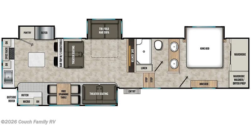 Floorplan of 2026 Coachmen Brookstone 374RK