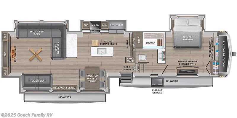 Floorplan of 2026 Jayco North Point 381CKRE