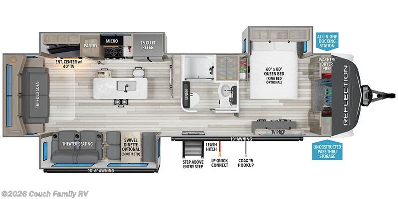 Floorplan of 2026 Grand Design Reflection 345RLTS