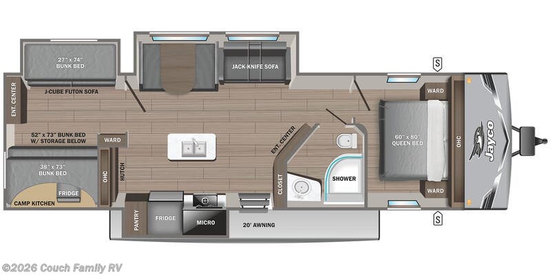 Floorplan of 2026 Jayco Jay Flight SLX 333BTS