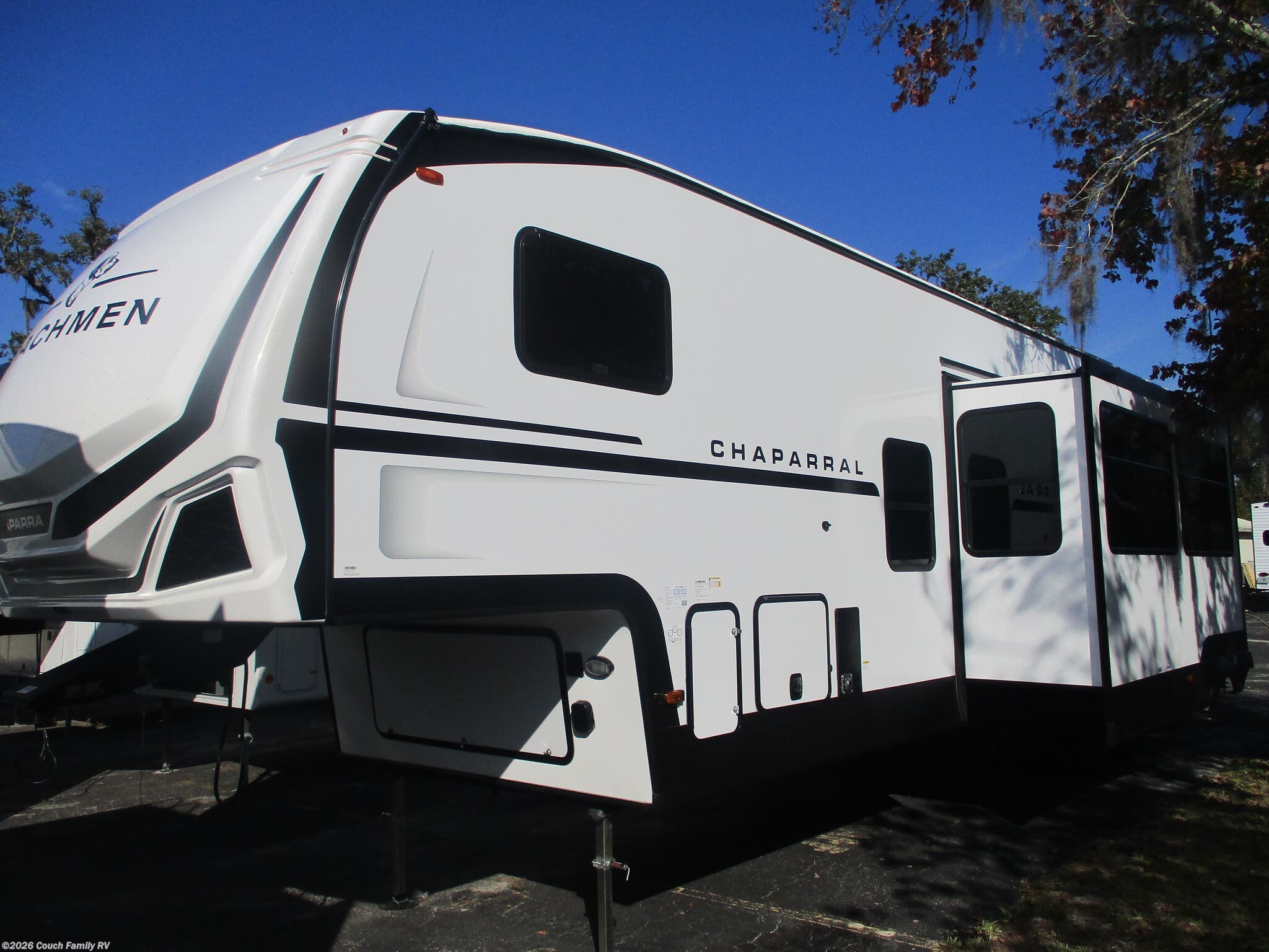 2026 Coachmen Chaparral 381DBL - New Fifth Wheel For Sale by Couch Family RV in Cross City, Florida features Stabilizer Jacks, Heat Pump, Converter, Detachable, Solid Surface Countertops