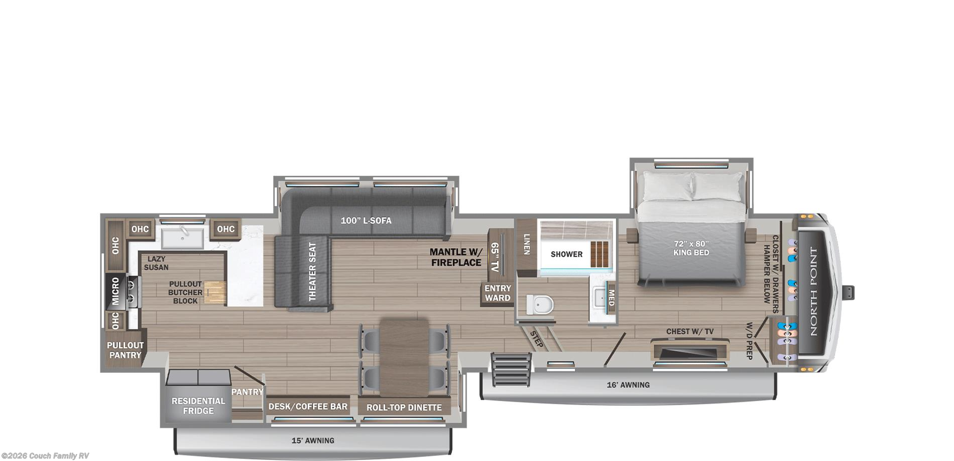 Floorplan of 2026 Jayco North Point 365RKTS