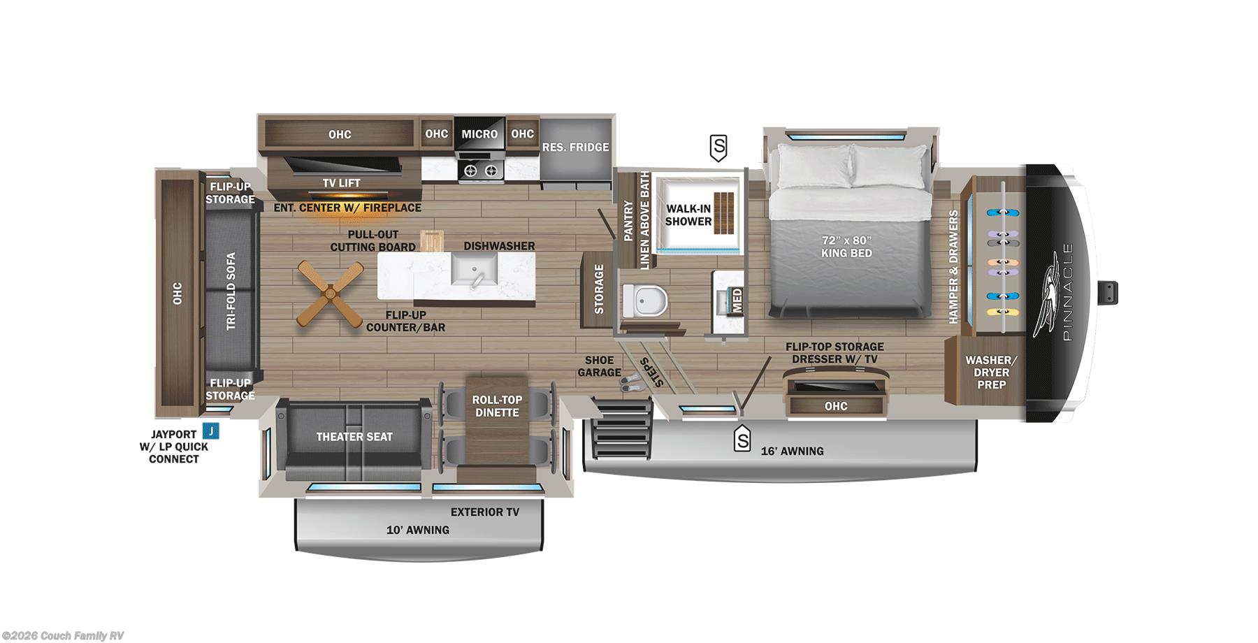Floorplan of 2022 Jayco Pinnacle 32RLTS
