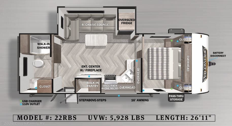 Floorplan of 2022 Forest River Wildwood 22RBS