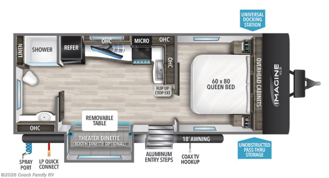Floorplan of 2023 Grand Design Imagine XLS 22RBE