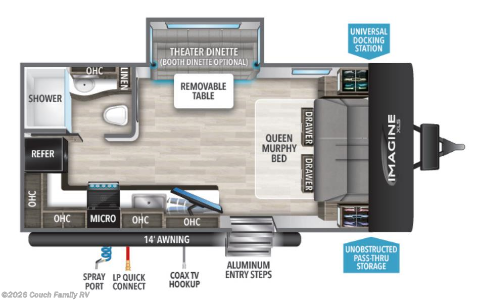 Floorplan of 2023 Grand Design Imagine XLS 17MKE