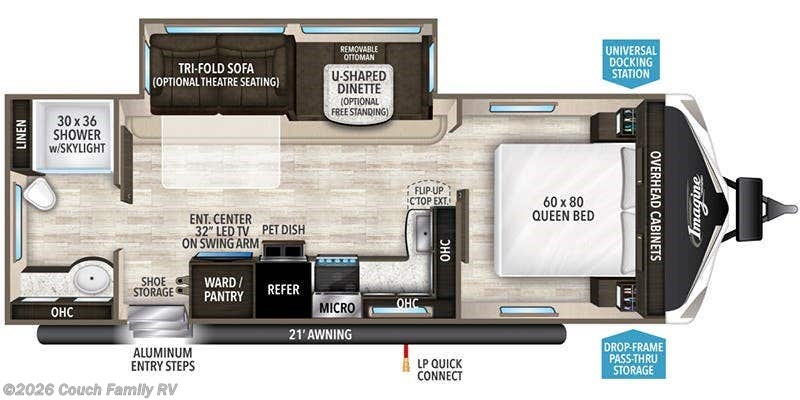 Floorplan of 2022 Grand Design Imagine 2600RB