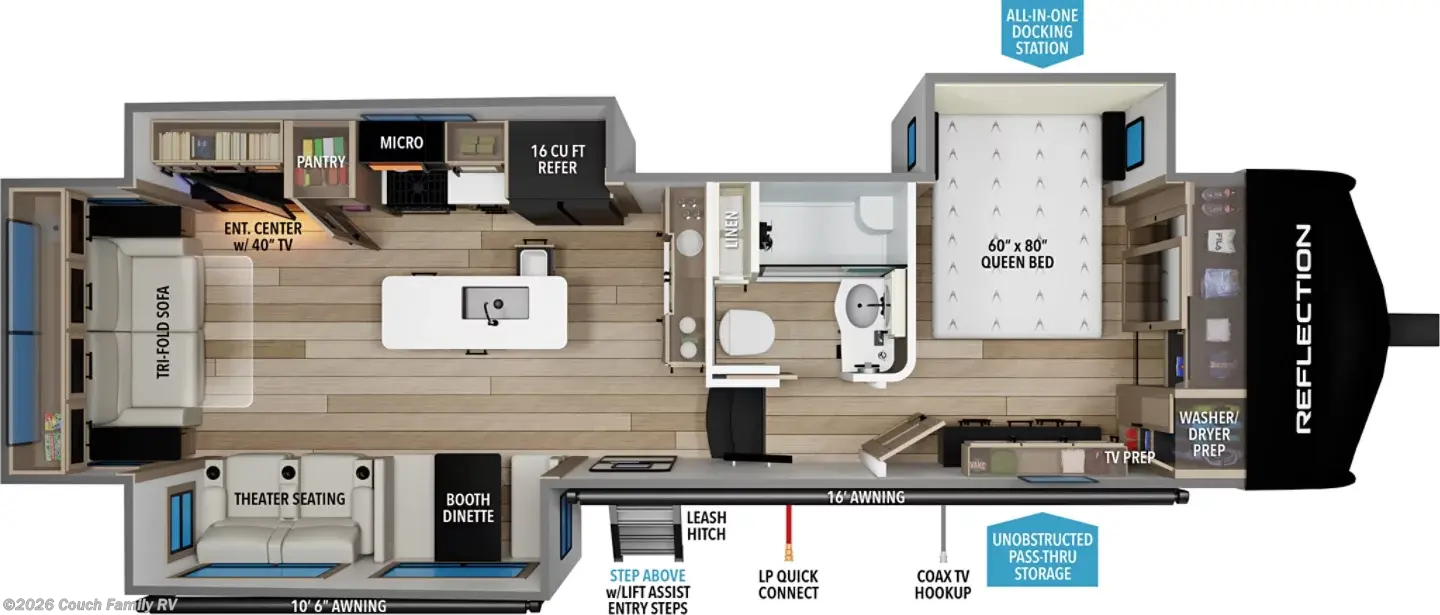 Floorplan of 2027 Grand Design Reflection 337RLS