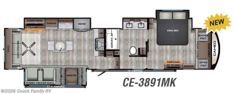Floorplan of 2020 CrossRoads Cameo CE-3891MK