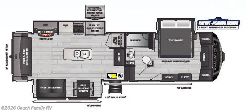 Floorplan of 2021 Keystone Avalanche 312RS