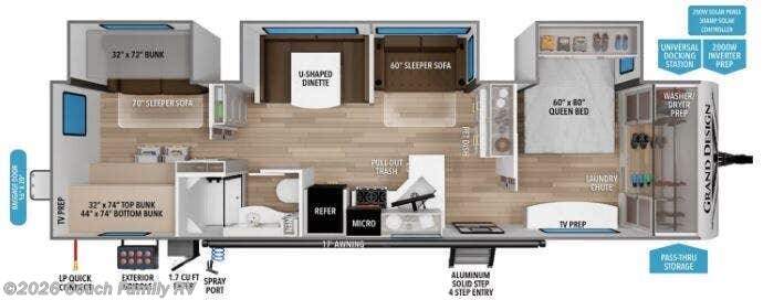 Floorplan of 2027 Grand Design Transcend 335BHT