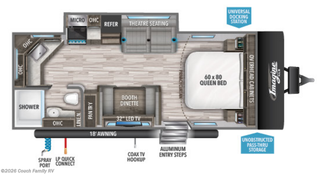 Floorplan of 2021 Grand Design Imagine XLS 22MLE