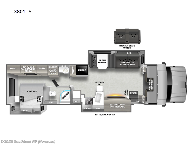 2026 Dynamax Corp Dynaquest XL 3801TS - New Super C For Sale by Southland RV in Norcross, Georgia features Slideout