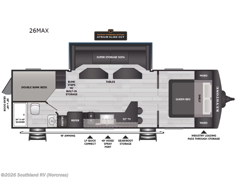 2026 Keystone Walkabout 26MAX - New Travel Trailer For Sale by Southland RV in Norcross, Georgia features Slideout