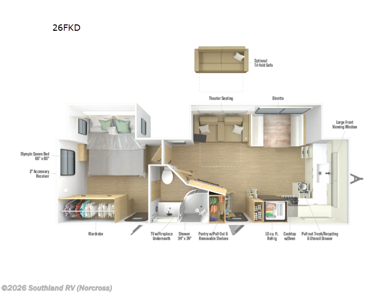 2026 Winnebago Thrive 26FKD - New Travel Trailer For Sale by Southland RV in Norcross, Georgia features Slideout