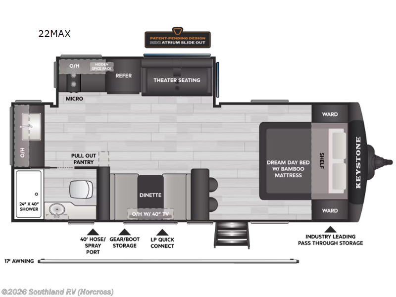 2026 Keystone Walkabout 22MAX - New Travel Trailer For Sale by Southland RV in Norcross, Georgia features Slideout