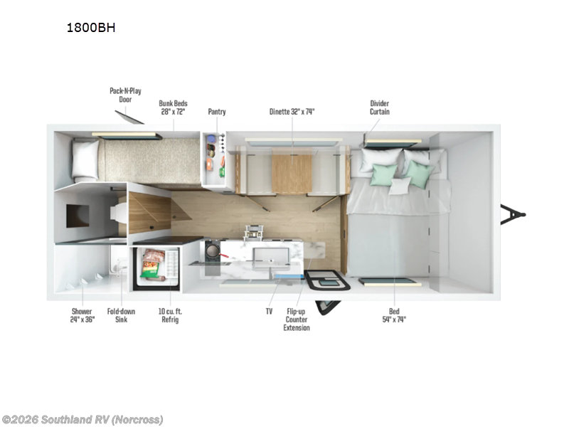 2026 Winnebago Micro Minnie 1800BH - New Travel Trailer For Sale by Southland RV in Norcross, Georgia