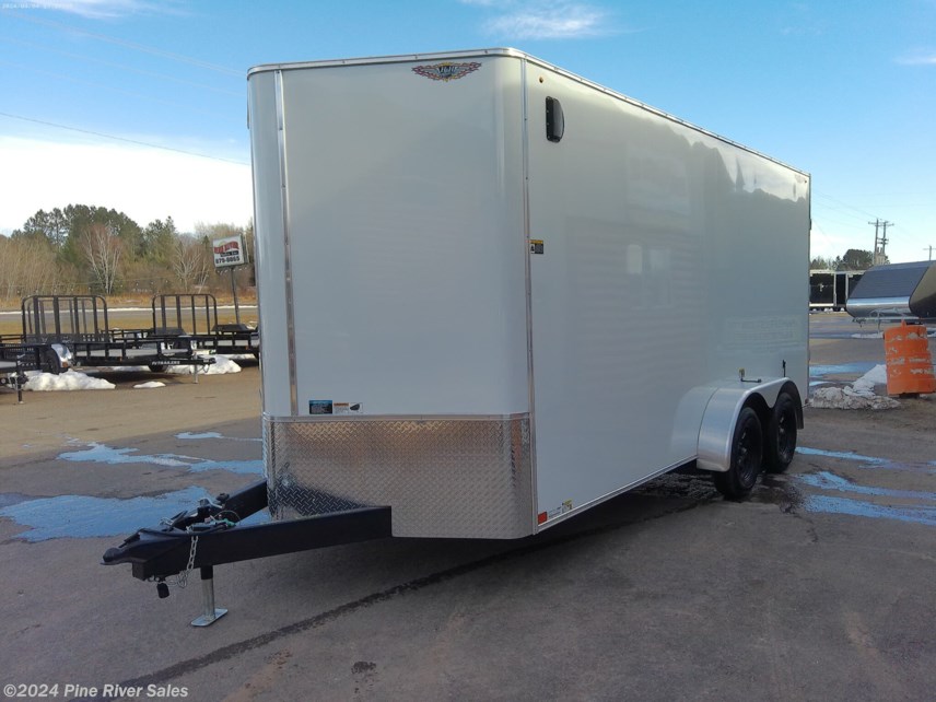 New 2023 H&H 7 x 16 Flat-Top Enclosed Cargo Trailer White available in Cloquet, Minnesota