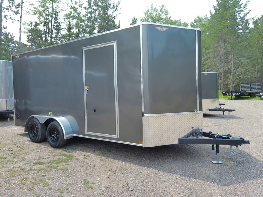 New 2023 H&H 7 x 16 Flat-Top Enclosed Cargo Trailer Charcoal available in Cloquet, Minnesota