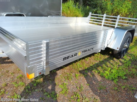 &lt;p&gt;&lt;span style=&quot;font-family: verdana, geneva, sans-serif; font-size: 14px;&quot;&gt;Bear Track 76&quot; x 144&quot; aluminum utility trailer&lt;/span&gt;&lt;/p&gt;
&lt;p&gt;&lt;span style=&quot;font-family: verdana, geneva, sans-serif; font-size: 14px;&quot;&gt;The&amp;nbsp;GVWR&amp;nbsp;is 2200lbs. with a single torsion axle. This trailer comes standard with the features listed below along with some available accessories.&amp;nbsp;&lt;/span&gt;&lt;/p&gt;
&lt;p&gt;&lt;span style=&quot;font-family: verdana, geneva, sans-serif; font-size: 14px;&quot;&gt;&lt;strong&gt;&lt;span style=&quot;color: #222222;&quot;&gt;Standard Features&amp;nbsp;&amp;nbsp;&lt;/span&gt;&lt;/strong&gt;&lt;strong&gt;&lt;span style=&quot;color: #222222;&quot;&gt;&amp;nbsp; &amp;nbsp; &amp;nbsp; &amp;nbsp; &amp;nbsp; &amp;nbsp; &amp;nbsp; &amp;nbsp;&lt;/span&gt;&lt;/strong&gt;&lt;/span&gt;&lt;/p&gt;
&lt;ul&gt;
&lt;li dir=&quot;ltr&quot; style=&quot;line-height: 1.38;&quot;&gt;&lt;span style=&quot;font-size: 14px; font-family: verdana, geneva, sans-serif; color: #000000; background-color: transparent; font-weight: 400; font-style: normal; font-variant: normal; text-decoration: none; vertical-align: baseline; white-space: pre-wrap;&quot;&gt;LED Light Package&lt;/span&gt;&lt;/li&gt;
&lt;li dir=&quot;ltr&quot; style=&quot;line-height: 1.38;&quot;&gt;&lt;span style=&quot;font-size: 14px; font-family: verdana, geneva, sans-serif; color: #000000; background-color: transparent; font-weight: 400; font-style: normal; font-variant: normal; text-decoration: none; vertical-align: baseline; white-space: pre-wrap;&quot;&gt;Aluminum Rims&lt;/span&gt;&lt;/li&gt;
&lt;li dir=&quot;ltr&quot; style=&quot;line-height: 1.38;&quot;&gt;&lt;span style=&quot;font-size: 14px; font-family: verdana, geneva, sans-serif; color: #000000; background-color: transparent; font-weight: 400; font-style: normal; font-variant: normal; text-decoration: none; vertical-align: baseline; white-space: pre-wrap;&quot;&gt;Tongue Jack&lt;/span&gt;&lt;/li&gt;
&lt;li dir=&quot;ltr&quot; style=&quot;line-height: 1.38;&quot;&gt;&lt;span style=&quot;font-size: 14px; font-family: verdana, geneva, sans-serif; color: #000000; background-color: transparent; font-weight: 400; font-style: normal; font-variant: normal; text-decoration: none; vertical-align: baseline; white-space: pre-wrap;&quot;&gt;AeroSmart Bi-fold End Gate &amp;ndash; Arched&lt;/span&gt;&lt;/li&gt;
&lt;li dir=&quot;ltr&quot; style=&quot;line-height: 1.38;&quot;&gt;&lt;span style=&quot;font-size: 14px; font-family: verdana, geneva, sans-serif; color: #000000; background-color: transparent; font-weight: 400; font-style: normal; font-variant: normal; text-decoration: none; vertical-align: baseline; white-space: pre-wrap;&quot;&gt;Hinged Gate System&lt;/span&gt;&lt;/li&gt;
&lt;li dir=&quot;ltr&quot; style=&quot;line-height: 1.38;&quot;&gt;&lt;span style=&quot;font-size: 14px; font-family: verdana, geneva, sans-serif; color: #000000; background-color: transparent; font-weight: 400; font-style: normal; font-variant: normal; text-decoration: none; vertical-align: baseline; white-space: pre-wrap;&quot;&gt;Bolted-on Aluminum Fenders&lt;/span&gt;&lt;/li&gt;
&lt;li dir=&quot;ltr&quot; style=&quot;line-height: 1.38;&quot;&gt;&lt;span style=&quot;font-size: 14px; font-family: verdana, geneva, sans-serif; color: #000000; background-color: transparent; font-weight: 400; font-style: normal; font-variant: normal; text-decoration: none; vertical-align: baseline; white-space: pre-wrap;&quot;&gt;Curled Front Rail&lt;/span&gt;&lt;/li&gt;
&lt;li dir=&quot;ltr&quot; style=&quot;line-height: 1.38;&quot;&gt;&lt;span style=&quot;font-size: 14px; font-family: verdana, geneva, sans-serif; color: #000000; background-color: transparent; font-weight: 400; font-style: normal; font-variant: normal; text-decoration: none; vertical-align: baseline; white-space: pre-wrap;&quot;&gt;Formed and Hardened Tongue&lt;/span&gt;&lt;/li&gt;
&lt;li dir=&quot;ltr&quot; style=&quot;line-height: 1.38;&quot;&gt;&lt;span style=&quot;font-size: 14px; font-family: verdana, geneva, sans-serif; color: #000000; background-color: transparent; font-weight: 400; font-style: normal; font-variant: normal; text-decoration: none; vertical-align: baseline; white-space: pre-wrap;&quot;&gt;5/8 in. Rod Corner Tie Down Points&lt;/span&gt;&lt;/li&gt;
&lt;li dir=&quot;ltr&quot; style=&quot;line-height: 1.38;&quot;&gt;&lt;span style=&quot;font-size: 14px; font-family: verdana, geneva, sans-serif; color: #000000; background-color: transparent; font-weight: 400; font-style: normal; font-variant: normal; text-decoration: none; vertical-align: baseline; white-space: pre-wrap;&quot;&gt;Custom Extruded Deep Side Rail&lt;/span&gt;&lt;/li&gt;
&lt;li dir=&quot;ltr&quot; style=&quot;line-height: 1.38;&quot;&gt;&lt;span style=&quot;font-size: 14px; font-family: verdana, geneva, sans-serif; color: #000000; background-color: transparent; font-weight: 400; font-style: normal; font-variant: normal; text-decoration: none; vertical-align: baseline; white-space: pre-wrap;&quot;&gt;SmartDrain System &amp;ndash; Northern Climate Protection&lt;/span&gt;&lt;/li&gt;
&lt;li dir=&quot;ltr&quot; style=&quot;line-height: 1.38;&quot;&gt;&lt;span style=&quot;font-size: 14px; font-family: verdana, geneva, sans-serif; color: #000000; background-color: transparent; font-weight: 400; font-style: normal; font-variant: normal; text-decoration: none; vertical-align: baseline; white-space: pre-wrap;&quot;&gt;All Aluminum Construction&lt;/span&gt;&lt;/li&gt;
&lt;li dir=&quot;ltr&quot; style=&quot;line-height: 1.38;&quot;&gt;&lt;span style=&quot;font-size: 14px; font-family: verdana, geneva, sans-serif; color: #000000; background-color: transparent; font-weight: 400; font-style: normal; font-variant: normal; text-decoration: none; vertical-align: baseline; white-space: pre-wrap;&quot;&gt;Decking that&amp;rsquo;s built to last&lt;/span&gt;&lt;/li&gt;
&lt;li dir=&quot;ltr&quot; style=&quot;line-height: 1.38;&quot;&gt;&lt;span style=&quot;font-size: 14px; font-family: verdana, geneva, sans-serif; color: #000000; background-color: transparent; font-weight: 400; font-style: normal; font-variant: normal; text-decoration: none; vertical-align: baseline; white-space: pre-wrap;&quot;&gt;TouchPoint Weld System&lt;/span&gt;&lt;/li&gt;
&lt;li dir=&quot;ltr&quot; style=&quot;line-height: 1.38;&quot;&gt;&lt;span style=&quot;font-size: 14px; font-family: verdana, geneva, sans-serif; color: #000000; background-color: transparent; font-weight: 400; font-style: normal; font-variant: normal; text-decoration: none; vertical-align: baseline; white-space: pre-wrap;&quot;&gt;Wishbone Tongue Design&lt;/span&gt;&lt;/li&gt;
&lt;li dir=&quot;ltr&quot; style=&quot;line-height: 1.38;&quot;&gt;&lt;span style=&quot;font-size: 14px; font-family: verdana, geneva, sans-serif; color: #000000; background-color: transparent; font-weight: 400; font-style: normal; font-variant: normal; text-decoration: none; vertical-align: baseline; white-space: pre-wrap;&quot;&gt;WireGuard Enclosed and Jacketed Wiring System&lt;/span&gt;&lt;/li&gt;
&lt;li dir=&quot;ltr&quot; style=&quot;line-height: 1.38;&quot;&gt;&lt;span style=&quot;font-size: 14px; font-family: verdana, geneva, sans-serif; color: #000000; background-color: transparent; font-weight: 400; font-style: normal; font-variant: normal; text-decoration: none; vertical-align: baseline; white-space: pre-wrap;&quot;&gt;Rubber Torsion Axle with Easy Access Grease Fitting&lt;/span&gt;&lt;/li&gt;
&lt;li dir=&quot;ltr&quot; style=&quot;line-height: 1.38;&quot;&gt;&lt;span style=&quot;font-size: 14px; font-family: verdana, geneva, sans-serif; color: #000000; background-color: transparent; font-weight: 400; font-style: normal; font-variant: normal; text-decoration: none; vertical-align: baseline; white-space: pre-wrap;&quot;&gt;QuietRide Noise Reduction System&lt;/span&gt;&lt;/li&gt;
&lt;li dir=&quot;ltr&quot; style=&quot;line-height: 1.38;&quot;&gt;&lt;span style=&quot;font-size: 14px; font-family: verdana, geneva, sans-serif; color: #000000; background-color: transparent; font-weight: 400; font-style: normal; font-variant: normal; text-decoration: none; vertical-align: baseline; white-space: pre-wrap;&quot;&gt;Bear Track Fit and Finish&lt;/span&gt;&lt;/li&gt;
&lt;/ul&gt;
&lt;p&gt;&lt;span style=&quot;font-family: verdana, geneva, sans-serif; font-size: 14px;&quot;&gt;&lt;strong&gt;&lt;span style=&quot;color: #000000; background-color: transparent; font-style: normal; font-variant: normal; text-decoration: none; vertical-align: baseline; white-space: pre-wrap;&quot;&gt;Accessories&lt;/span&gt;&lt;/strong&gt;&lt;/span&gt;&lt;/p&gt;
&lt;p&gt;&lt;strong id=&quot;docs-internal-guid-70e61ff4-7fff-eb4d-67f7-ee134802cbab&quot; style=&quot;font-weight: normal;&quot;&gt;&lt;/strong&gt;&lt;span style=&quot;font-family: verdana, geneva, sans-serif; font-size: 14px;&quot;&gt;&lt;span style=&quot;color: #000000; background-color: transparent; font-style: normal; font-variant: normal; text-decoration: none; vertical-align: baseline; white-space: pre-wrap;&quot;&gt;LED&lt;/span&gt;&lt;/span&gt;&lt;/p&gt;
&lt;p&gt;&lt;span style=&quot;font-family: verdana, geneva, sans-serif; font-size: 14px;&quot;&gt;&lt;span style=&quot;color: #000000; background-color: transparent; font-style: normal; font-variant: normal; text-decoration: none; vertical-align: baseline; white-space: pre-wrap;&quot;&gt;Alum 13&quot;&lt;/span&gt;&lt;/span&gt;&lt;/p&gt;
&lt;p&gt;&lt;span style=&quot;font-family: verdana, geneva, sans-serif; font-size: 14px;&quot;&gt;&lt;span style=&quot;color: #000000; background-color: transparent; font-style: normal; font-variant: normal; text-decoration: none; vertical-align: baseline; white-space: pre-wrap;&quot;&gt;Bi- fold ramp&lt;/span&gt;&lt;/span&gt;&lt;/p&gt;
&lt;p&gt;&lt;span style=&quot;font-family: verdana, geneva, sans-serif; font-size: 14px;&quot;&gt;&lt;span style=&quot;color: #000000; background-color: transparent; font-style: normal; font-variant: normal; text-decoration: none; vertical-align: baseline; white-space: pre-wrap;&quot;&gt;Solid front kit 12&quot;&lt;/span&gt;&lt;/span&gt;&lt;/p&gt;
&lt;p&gt;Solid side kit-12&quot;&lt;/p&gt;
&lt;p&gt;Mount&lt;/p&gt;
&lt;p&gt;&amp;nbsp;&lt;/p&gt;