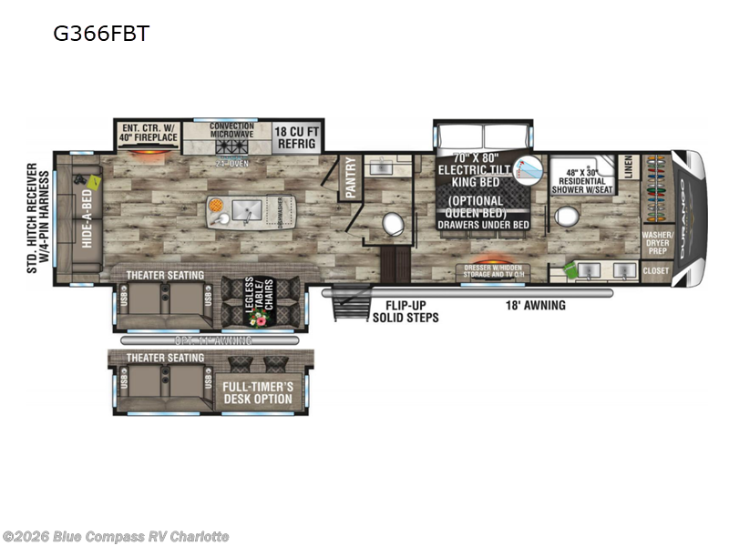 2023 K-Z Durango Gold G366FBT - Used Fifth Wheel For Sale by Blue Compass RV Charlotte in Concord, North Carolina features Slideout