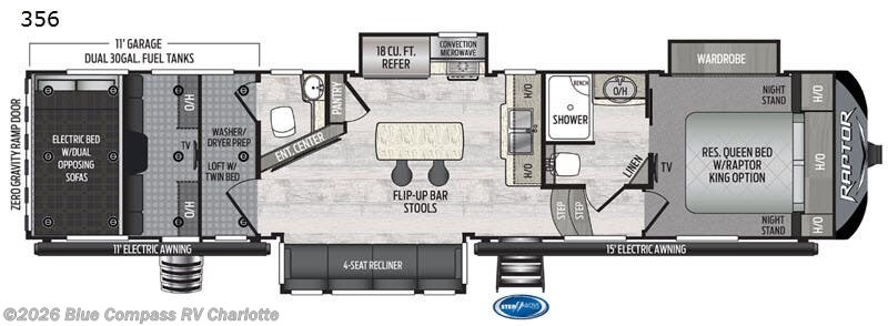 2020 Keystone Raptor 356 - Used Fifth Wheel For Sale by Blue Compass RV Charlotte in Concord, North Carolina features Slideout