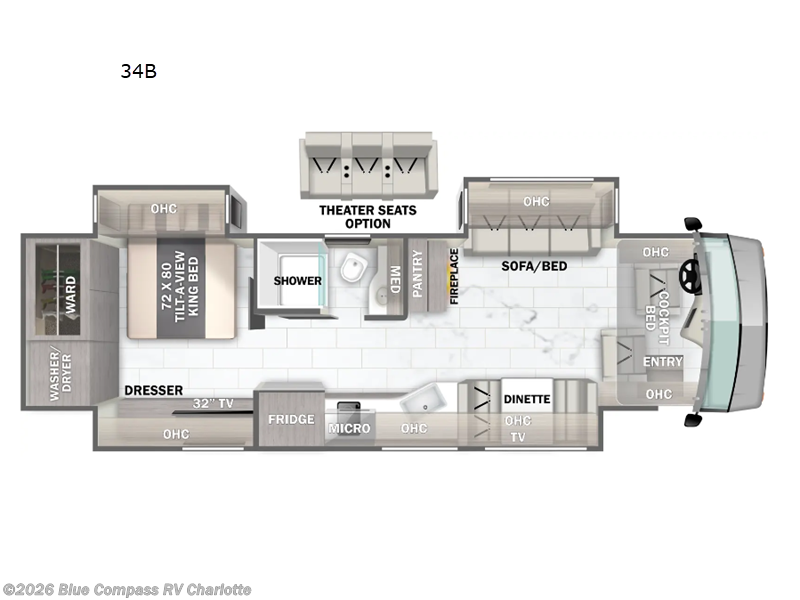 2026 Forest River Berkshire 34B - New Class A For Sale by Blue Compass RV Charlotte in Concord, North Carolina features Slideout