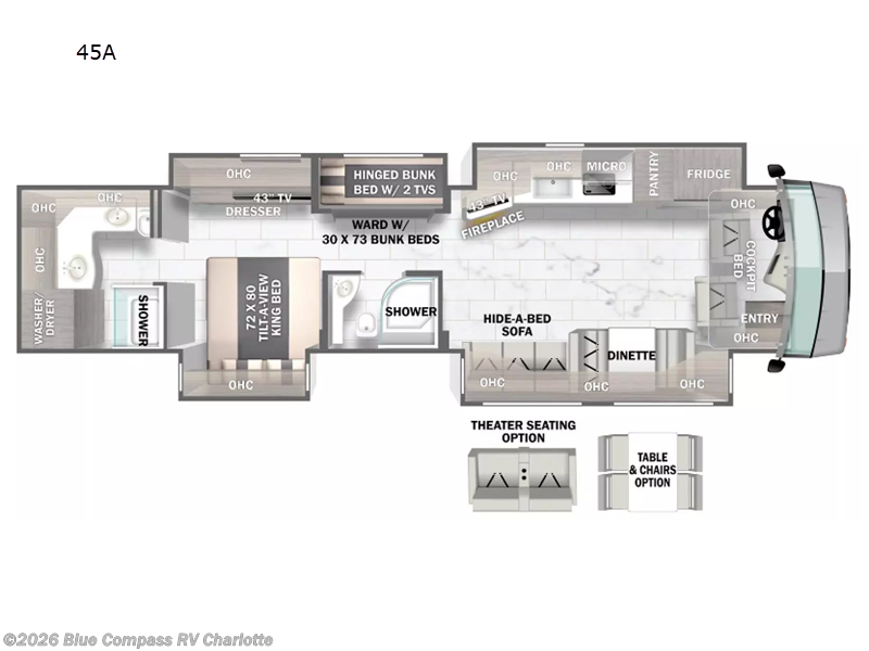 2026 Forest River Berkshire XLT 45A - New Class A For Sale by Blue Compass RV Charlotte in Concord, North Carolina features Slideout