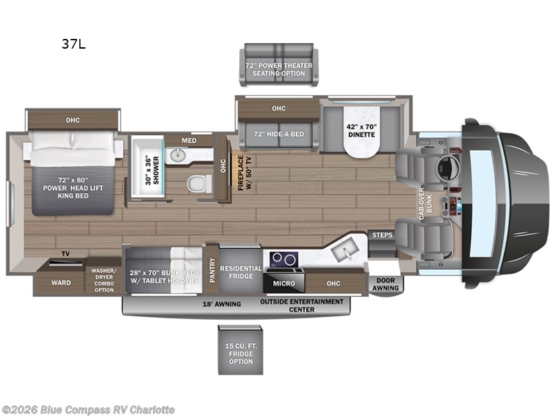 2026 Entegra Coach Accolade 37L - New Super C For Sale by Blue Compass RV Charlotte in Concord, North Carolina features Slideout