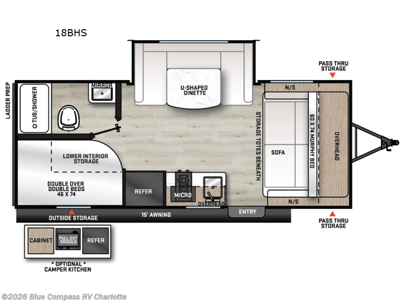 2026 Forest River Aurora Light 18BHS - New Travel Trailer For Sale by Blue Compass RV Charlotte in Concord, North Carolina features Slideout