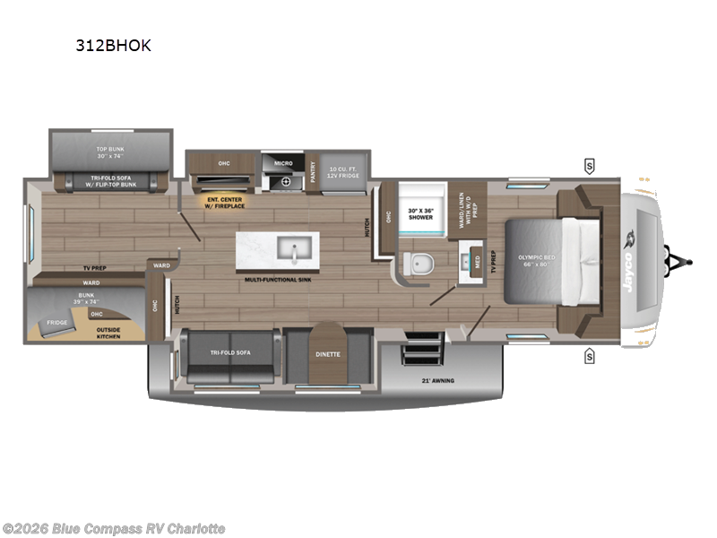 2027 Jayco Eagle 312BHOK - New Travel Trailer For Sale by Blue Compass RV Charlotte in Concord, North Carolina features Slideout