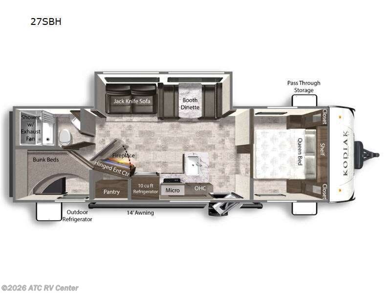 2024 Dutchmen Kodiak SE 27SBH - New Travel Trailer For Sale by ATC RV Center in Cedar Rapids, Iowa features Slideout