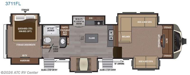 2017 Keystone Montana 3711 FL - Used Fifth Wheel For Sale by ATC RV Center in Cedar Rapids, Iowa features Slideout