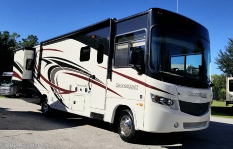&lt;p&gt;CLEAN COACH! SIDE AND REAR CAMERAS, OUTSIDE TV, POWER PATIO AWNING, FRAME LESS WINDOWS, HUGE SLIDE TRAY IN STORAGE AREA/BASEMENT, SOLID SURFACE KITCHEN COUNTER, RESIDENTIAL REFRIGERATOR, FIREPLACE, KING BED, BED OVER CAB AND MUCH MORE.&lt;/p&gt;