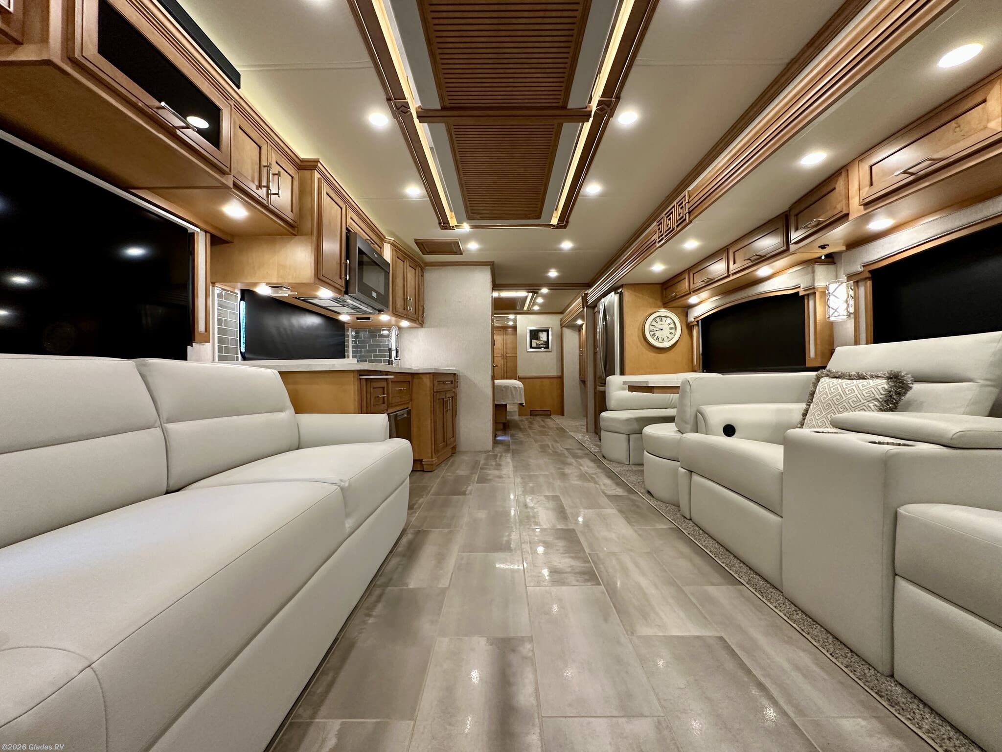 2022 Newmar Ventana 4369 - Used Diesel Pusher For Sale by Glades RV in Fort Myers, Florida features Solid Surface Countertops, Bath & 1/2, Keyless Entry, Sound Bar, Outside Entertainment Center