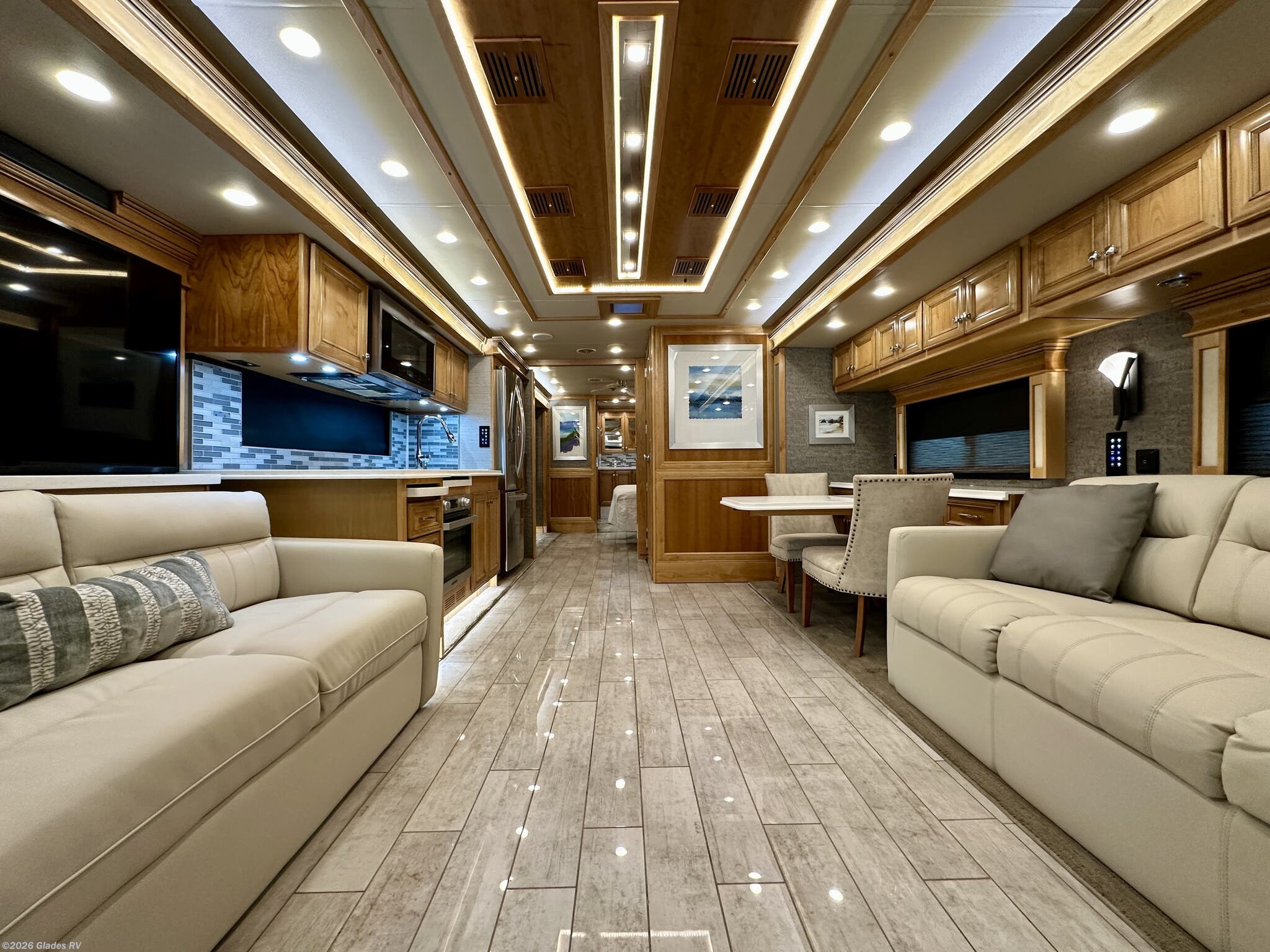 2021 Tiffin Phaeton 37 BH - Used Diesel Pusher For Sale by Glades RV in Fort Myers, Florida features Residential Refrigerator, Automatic Leveling Jacks, Exterior Freezer, Ceiling Fan, Bath & 1/2